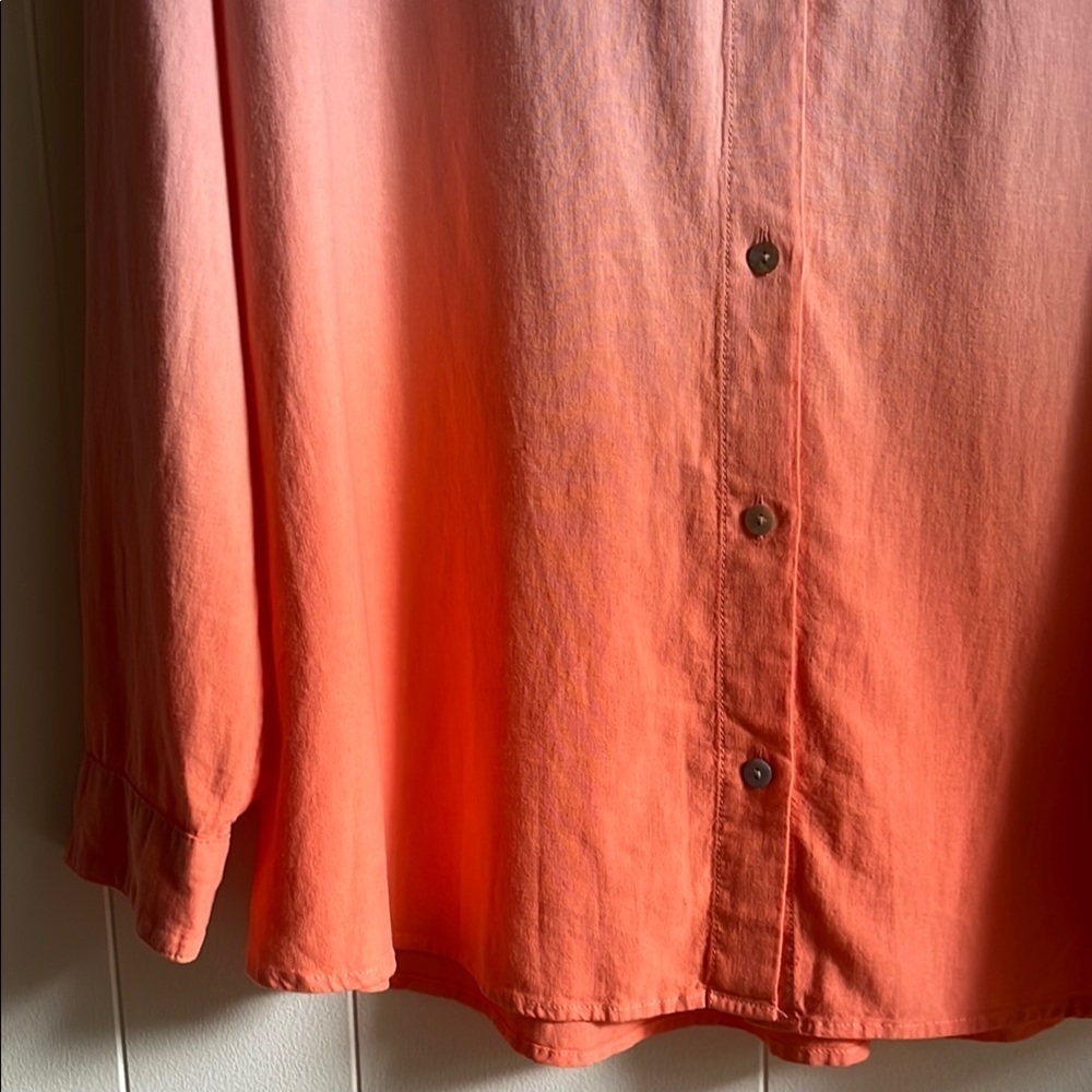 J.Jill Pink and Orange Ombre Button-Up Coastal Beach Lagen Look Shirt Sz Med - Picture 8 of 16